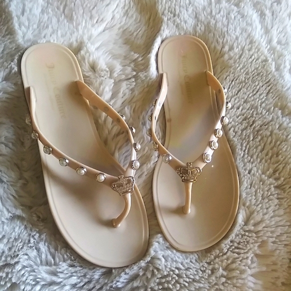Juicy Couture Shoes Juicy Couture Bridal Pearl And Crown Flip Flop